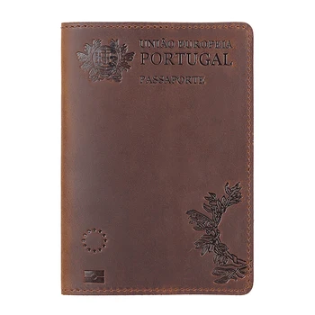 100% Натуральная кожа, обложка для паспорта Португалии, держатель для португальской кредитной карты, чехол для паспорта, мужской дорожный кошелек