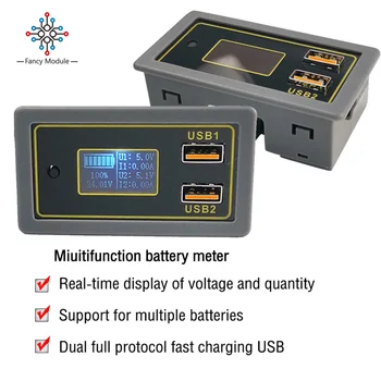 12 В 24 В Двойной USB вольтметр, амперметр, монитор батареи, дисплей питания автомобиля BC, поддерживающий тестер емкости литиевой батареи QC3.0