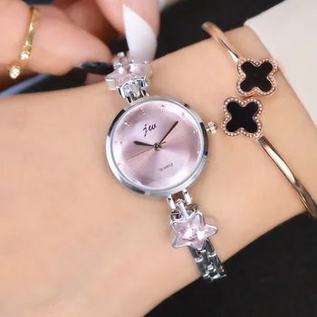 2018 Бренд JW, элегантные женские Часы-браслет, новое поступление, золотой стальной ремешок, простой дизайн, повседневное наручное Кварцевое женское время