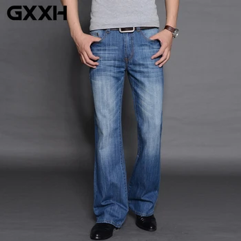2022 Мужские дизайнерские джинсы большого размера с расклешенными штанинами свободного кроя с высокой талией, мужские классические джинсовые брюки-клеш