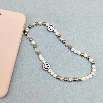 2023 Корея Прозрачная цепочка для мобильного телефона Love Heart Pearl с жемчугом для женщин, разноцветный ремешок для телефона из сплава ручной работы, украшенный бисером, подарки