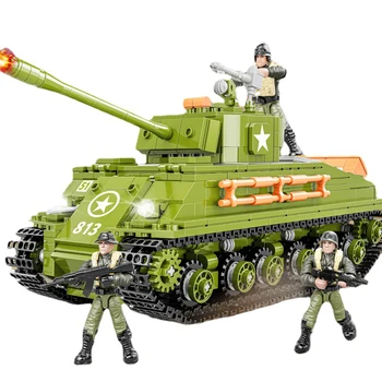 2023 Новая военная модель времен Второй мировой войны серии M4 Sherman Средний танк Коллекция Орнамент Строительные блоки Кирпичи Игрушки Подарки
