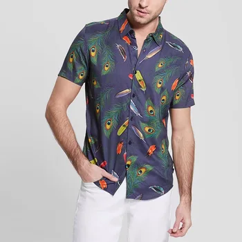 2023 Новая модная повседневная рубашка с гавайским цветочным принтом с лацканами, мужская рубашка