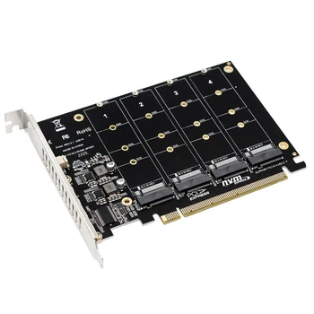 4-Портовая карта адаптера NVMe к PCIE M.2 Адаптер NVME к PCIe X16 4x32 Гбит/с M Key Конвертер Жесткого диска Считыватель Карты Расширения