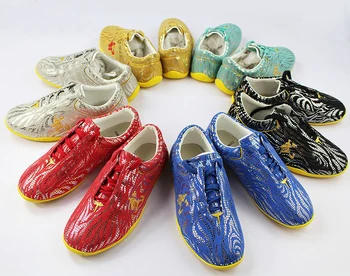 6 видов цветов для детей и взрослых; высококачественная обувь для занятий боевыми искусствами ушу из воловьей кожи; обувь для тайцзи тайцзи; кроссовки для кунг-фу; черный/серебристый/красный