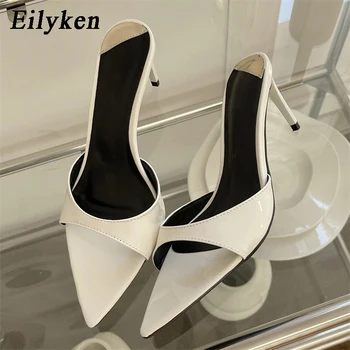 Eilyken, Новые летние женские тапочки-горки с острым носком, Лаконичные свадебные туфли на высоком каблуке на мелкой шпильке.