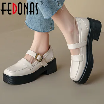 FEDONAS/ Весенне-осенние женские туфли-лодочки; модельная повседневная обувь; женская классическая офисная обувь из натуральной кожи на толстом каблуке и платформе;