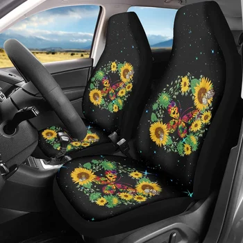 INSTANTARTS Чехлы для автомобильных сидений нового стиля, устойчивые к скольжению, с принтом подсолнухов и градиентных бабочек, чехлы для автомобильных передних сидений 