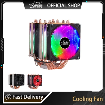 JINGSHA 6 Тепловых Трубок Двухбашенного Охлаждения CPU Cooler 9 см RGB Поддержка Вентилятора 3 Вентилятора 4PIN CPU Fan Для LGA 1155 1356 1156 1366 2011