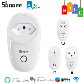 SONOFF S26 Smart Plug AU / IL / IT WiFi Smart Plug 10A 220V Розетка Работает с приложением ewelink Поддерживает Alexa Google Home IFTTT