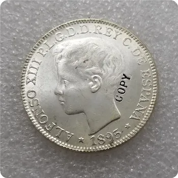 UNC серебряные памятные монеты Пуэрто-Рико 1895 года за 1 песо-копии монет, медали, предметы коллекционирования