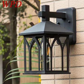 WPD Наружный черный свет светодиодные Ретро настенные бра Лампы Классические водонепроницаемые для украшения домашнего балкона