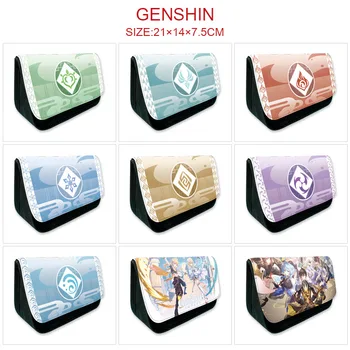 Аниме-игра Genshin Impact Pen Bag Учебные Канцелярские принадлежности Холст Отремонтируйте сумки для карандашей большой емкости Чехол для письма