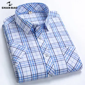 Брендовая мужская рубашка с короткими рукавами, летняя новинка 2023, модная деловая повседневная Классическая рубашка в клетку, свободная повседневная деловая рубашка