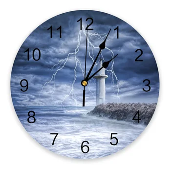 Высокая башня Морская молния Настенные часы Домашний Декор Спальня Бесшумные часы в час ночи Настенные цифровые часы Настенные часы для детских комнат