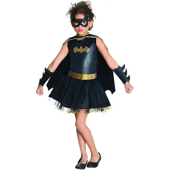 Детская супергеройская летучая мышь на Хэллоуин, Темный Рыцарь, черное сетчатое платье, ролевые игры для девочек, наряд для выступления на сцене