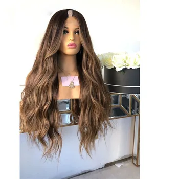 Длинный Бесклеевой 24-дюймовый светлый парик с U-образной волной, Бразильские Парики из человеческих волос для женщин с волосами Младенца, Мягкий U-образный парик