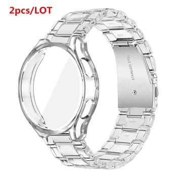 Для samsung galaxy watch 4 ремешок 44 мм 40 мм + чехол браслет из прозрачной смолы для Galaxy watch active 2 классический ремешок 46 мм с ремешками