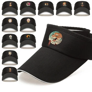 Женские летние дышащие солнцезащитные шляпы Пляжная кепка с пустым верхом для мужчин Спортивные бейсболки для тенниса гольфа Солнцезащитная шляпа с принтом Японского кота