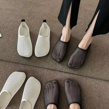 Женские летние повседневные сандалии из сетки Baotou, мягкая нескользящая подошва, дышащий чехол для ног, модная сетчатая обувь на плоской подошве, сандалии