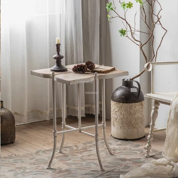 Журнальные столики из американского массива дерева и железа, современная мебель для дома, диван для гостиной, приставной столик, Офисный креативный журнальный столик в стиле ретро