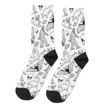 Забавные мужские носки с загадочным рисунком в стиле ретро Alien Street Style Бесшовные носки для экипажа с подарочным рисунком