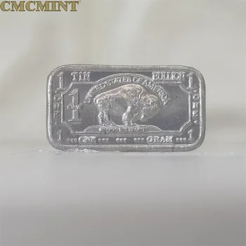 Изготовленная на заказ монета весом 1 грамм из олова Buffalo Bar для продажи старых монет