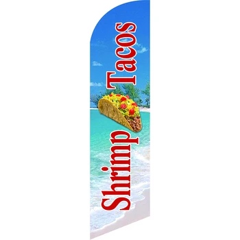 Индивидуальный дизайн, Пляжный флаг из перьев, Креветочные Тако, Вязаный Рекламный баннер Swooper из полиэстера Без шестов и основы