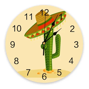 Кактус Тропические растения Настенные часы Современный дизайн Украшение гостиной Кухня Бесшумные Часы Домашний декор