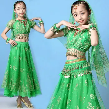 Комплект детских костюмов для танца живота, восточный танец для девочек, танец живота, Индийская одежда для танца живота, костюм для танца живота, сценический костюм