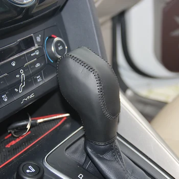 Крышка ручки переключения передач из кожи наппа для Ford Focus 2015 года выпуска, автомобильная крышка на ручке переключения передач, крышка ручки коробки передач из натуральной кожи