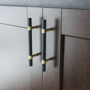 Латунная решетка Скандинавская современная минималистичная мебельная фурнитура дверца шкафа ручка ящика шкафа ручка из черного золота