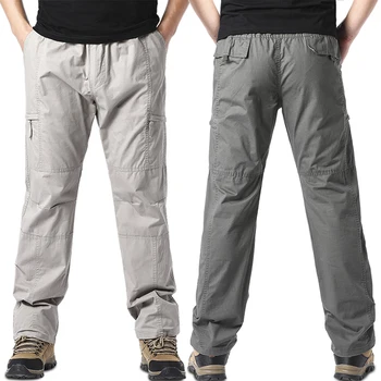 Летний тонкий хлопковый комбинезон, мужские свободные рабочие брюки большого размера с несколькими карманами, весенние и осенние повседневные брюки для спорта на открытом воздухе