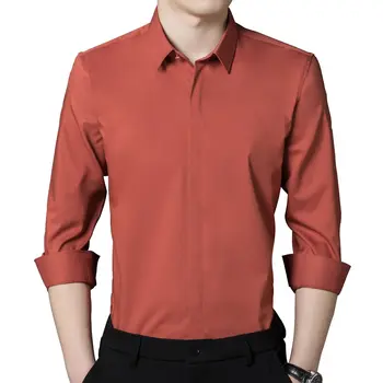 Летняя высококачественная мужская рубашка с длинным рукавом Ice Silk 2023, устойчивая к морщинам и не глаженная, деловая повседневная рубашка очень большого размера