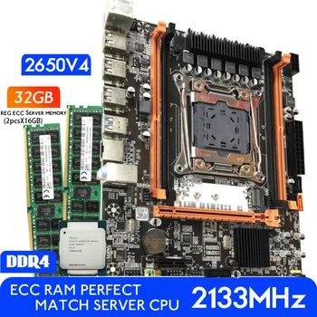 Материнская плата Atermiter DDR4 D4 В комплекте с процессором Xeon E5 2650 V4 LGA2011-3 2шт X 16 ГБ = 32 ГБ 2133 МГц DDR4 RAM Memory REG ECC