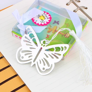 Металлические полые закладки-бабочки Livre с мини поздравительными открытками кисточками Канцелярские принадлежности Kawaii Подвесные подарки Свадебные сувениры