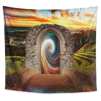 Мистический портал, гобелен, фантастический пейзаж, висящий на стене, красочный закат, спальня, Мистический мост, настенное искусство, фон для фотобудки