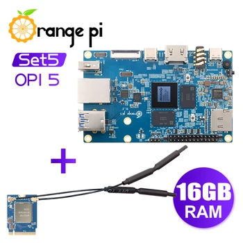 Модуль Orange Pi 5 16GB + Wi-Fi6 / BT5.0, одноплатный компьютер RK3588S SSD с гигабитным Ethernet, Работающий под управлением ОС Android Ubuntu Debian