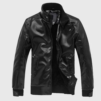 Мужские кожаные куртки, мужская мотоциклетная кожаная куртка, мужские пальто со стоячим воротником, высококачественная однотонная Повседневная Тонкая Брендовая Мужская одежда