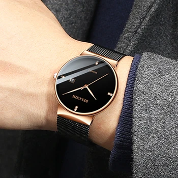 Мужские часы BELUSHI, модные кварцевые мужские часы с ультратонкой стальной сеткой, лучший люксовый бренд, деловые водонепроницаемые мужские часы