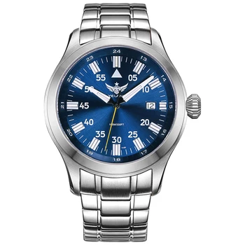 Мужские часы YELANG Pilot 42 мм Спортивные наручные часы Военные кварцевые часы Luminous100M Водонепроницаемая дата