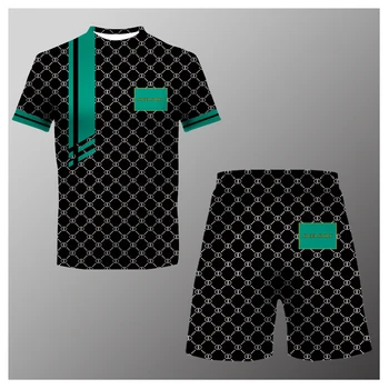 Мужской модный летний повседневный комплект футболок с коротким рукавом, уличный пляжный спортивный костюм с 3D рисунком, спортивная одежда большого размера