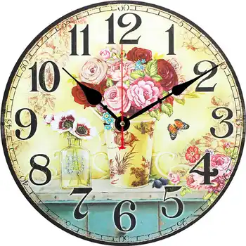 Настенные часы Floral Roses De Parfum Бесшумные Не тикающие Большие 16 дюймов с батарейным питанием для кухни ванной комнаты домашнего декора