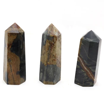 Натуральный камень с рисунком, Голый камень в форме шестиугольной призмы, Исцеляющий Ауру, Образец Агата, Семейное украшение для аквариума