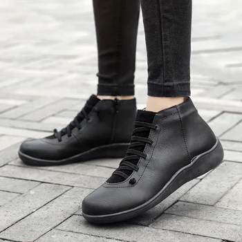Новая обувь для отдыха осенью и зимой 2023 года -Обувь для мам с черным кожаным верхом, женская обувь для путешествий в стиле ретро
