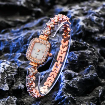Новые женские часы-браслет, модные роскошные наручные часы из нержавеющей стали, горный хрусталь, эллипс, креативное женское платье, кварцевые часы, подарки
