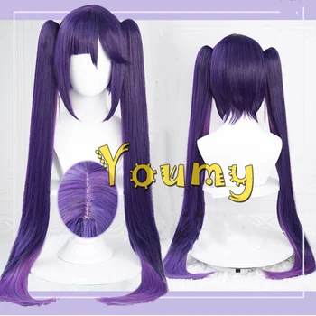 Парик Mona Genshin Impact Косплей 80 см Длинный парик Фиолетовый многослойный парик Косплей Аниме Косплей Парики Термостойкие синтетические парики