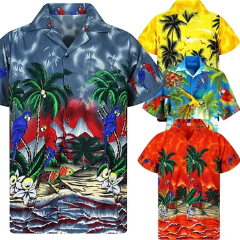 Пляжная блузка для отдыха с 3D принтом в гавайском стиле С коротким рукавом Поло большого размера