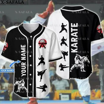 Пользовательское название Love KARATE Gift Спортивная летняя рубашка из бейсбольной джерси с 3D принтом, мужские топы, футболка, уличная одежда оверсайз-2