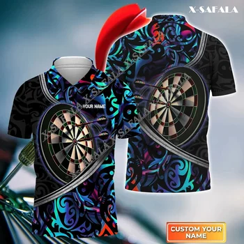 Пользовательское название Многоцветный рисунок с 3D принтом Dart Высококачественная рубашка Поло унисекс Повседневный топ для мужчин и женщин Униформа